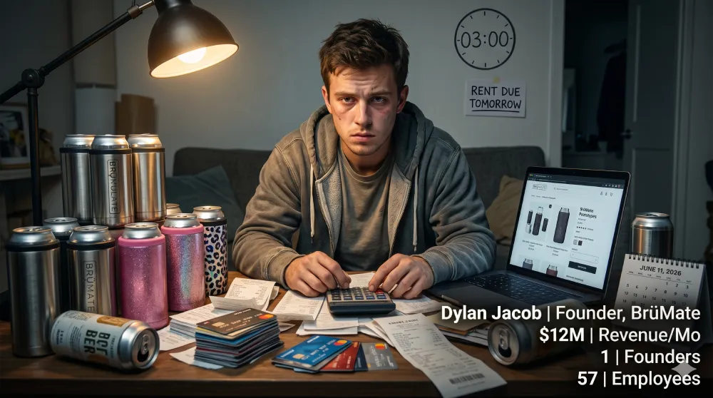 Dylan Jacob Founder, BrüMate $12M revenue/mo 1 Founders 57 Employees